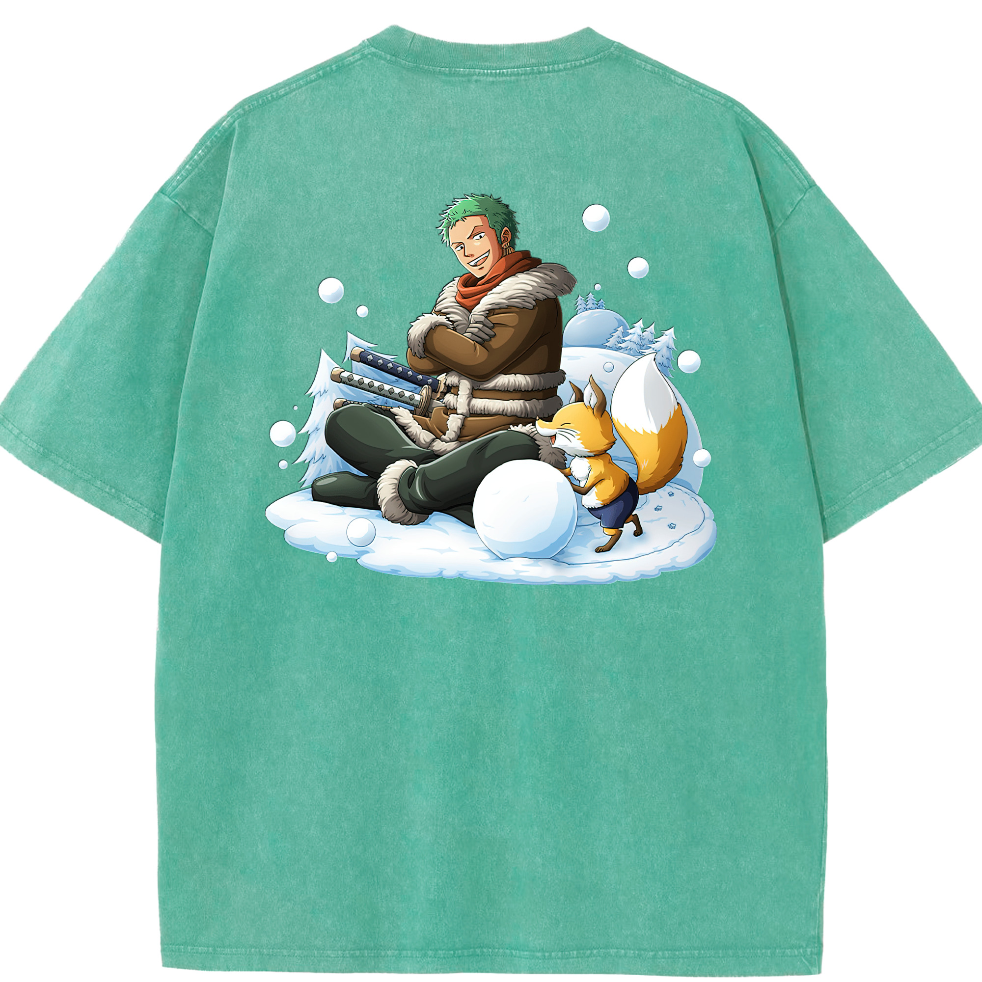 ワンピース ロロノア・ゾロ ONE PIECE Roronoa Zoro 綿100% ヴィンテージ風 半袖Tシャツ（背面プリント）